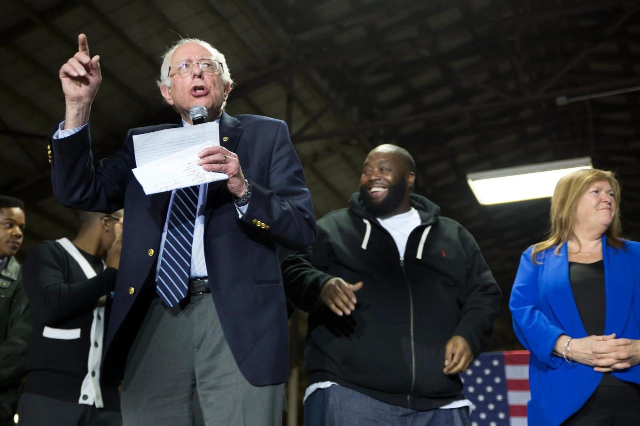 'I am back,' Bernie Sanders tells supporters at NYC rally Lil b talks bernie sanders support with michael eric dyson on msnbc