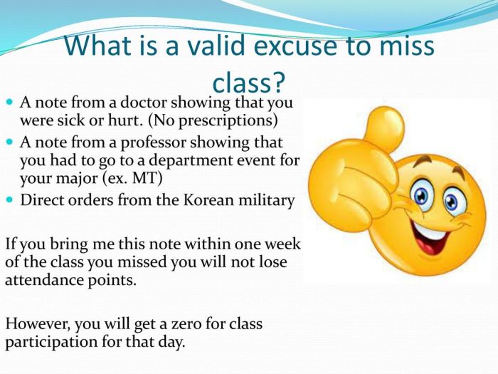 Excuses to Miss Class