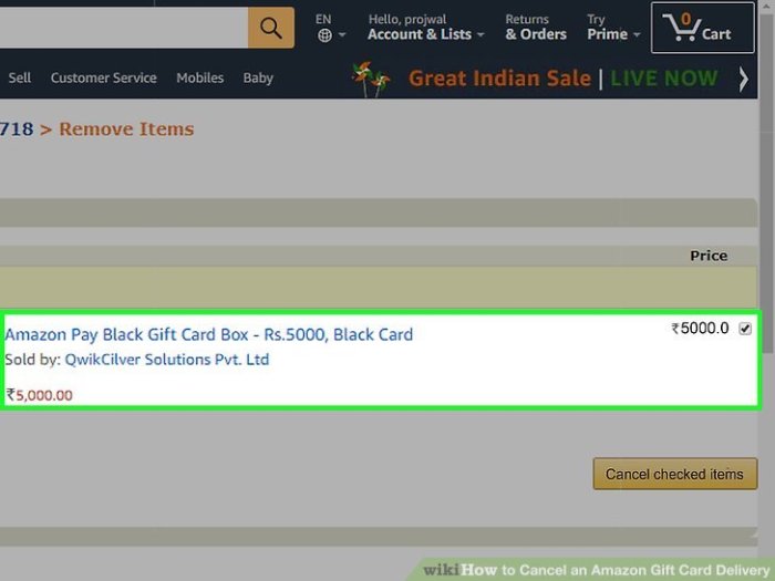 Cancel an Amazon Gift Card Delivery
