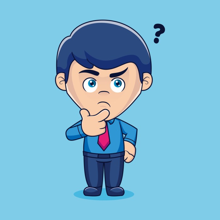 Businessman thinking about something concept vector illustration ...