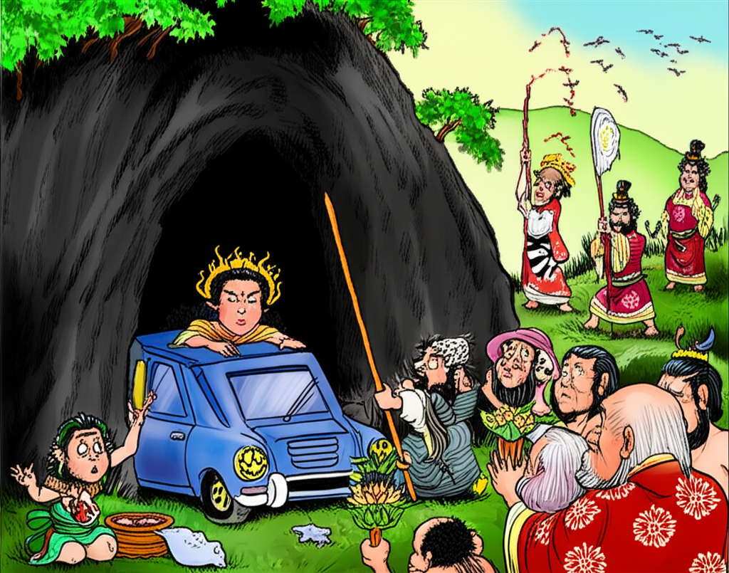 The Sun’s Retreat and the Oath of the Heavenly Cave: An Ancient Japanese Tale