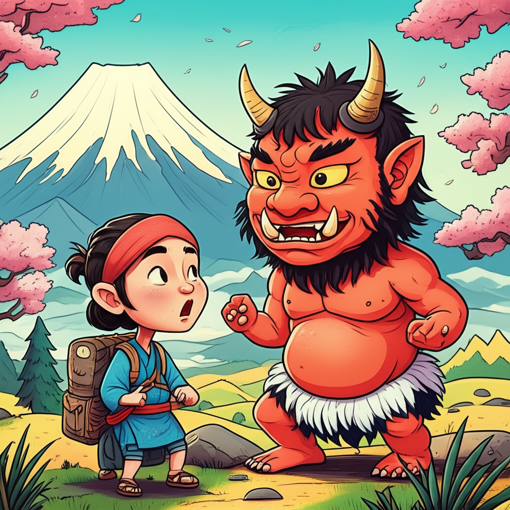 Encounter with the Oni of Mount Fuji: A Tale Woven in Ancient Japan