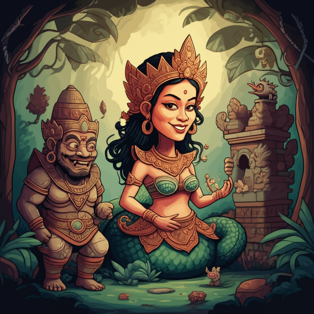 Guardians of Borobudur: Nyai Blorong – A Tapestry of Ancient Javanese Lore